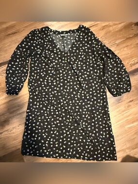 GAP Black Tunic Dress with White Floral Print